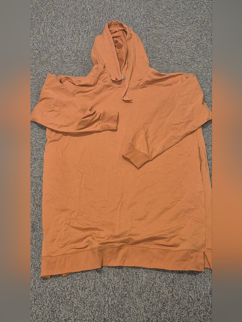 Womens Rust Orange Hoodie Sweatshirt Dress - XXL